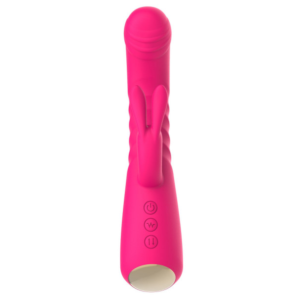 Vibromasseur rabbit rose chauffant avec fonction va-et-vient, USB 